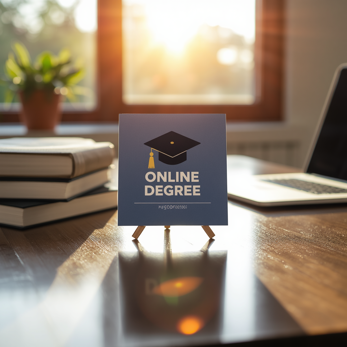 Student studying for an online degree on a laptop at home