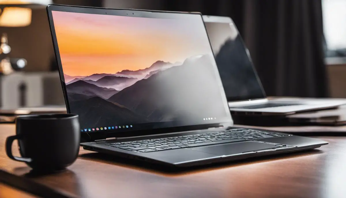Person working on a laptop balancing job tasks and online coursework
